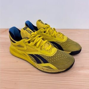 Reebok Nano X Yellow and Navy Crossfit Lifting HIIT Sneakers